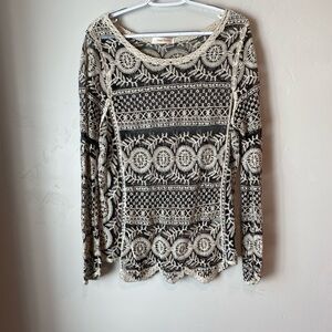 Simply Couture Cream and Black Lace Fitted Top Size M (estimated) Coquette Goth